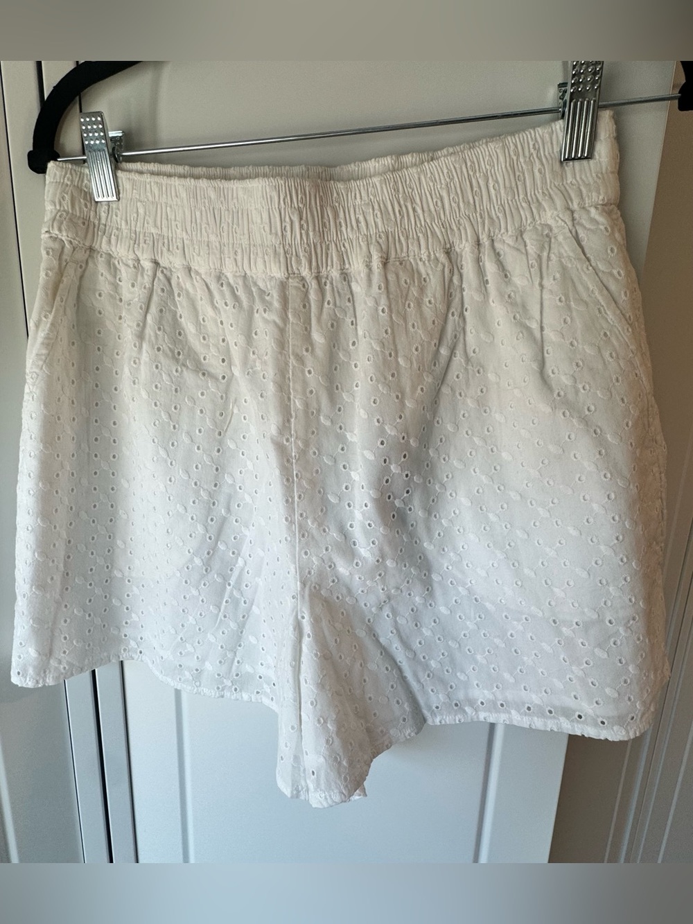 Express White Eyelet High-Waist Shorts